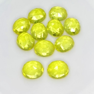  87.80 Cts. Lab Yellow Sapphire 12x10mm Rose Cut Oval Shape AAA Grade Cabochons Parcel - Total 11 Pcs.