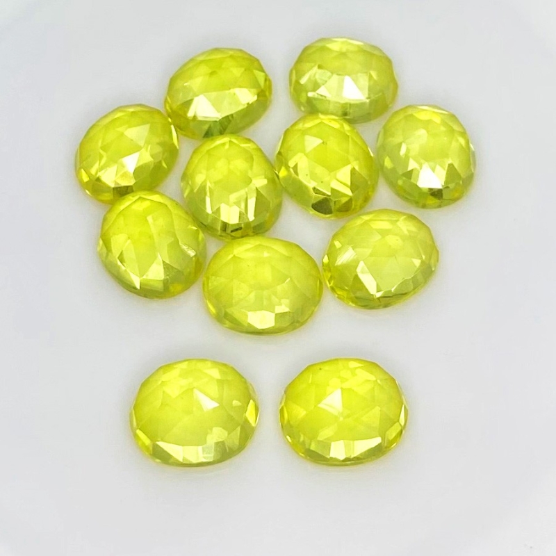  87.80 Cts. Lab Yellow Sapphire 12x10mm Rose Cut Oval Shape AAA Grade Cabochons Parcel - Total 11 Pcs.