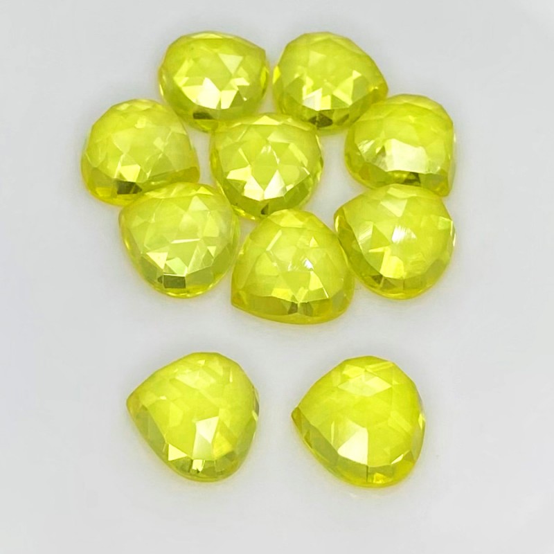 Lab Yellow Sapphire Rose Cut Heart Shape AAA Grade Cabochon Parcel - 12mm - 10 Pc. - 82.55 Cts.