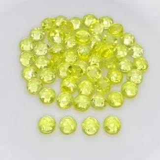  86.40 Cts. Lab Yellow Sapphire 6mm Rose Cut Round Shape AAA Grade Cabochons Parcel - Total 55 Pcs.