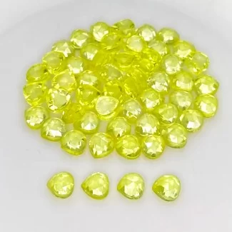 Lab Yellow Sapphire Rose Cut Heart Shape AAA Grade Cabochon Parcel - 6mm - 54 Pc. - 71.50 Cts.