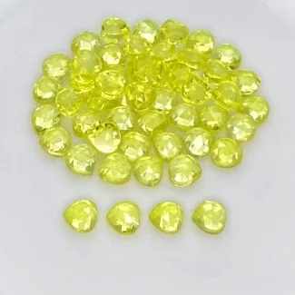  67.65 Cts. Lab Yellow Sapphire 6mm Rose Cut Heart Shape AAA Grade Cabochons Parcel - Total 50 Pcs.