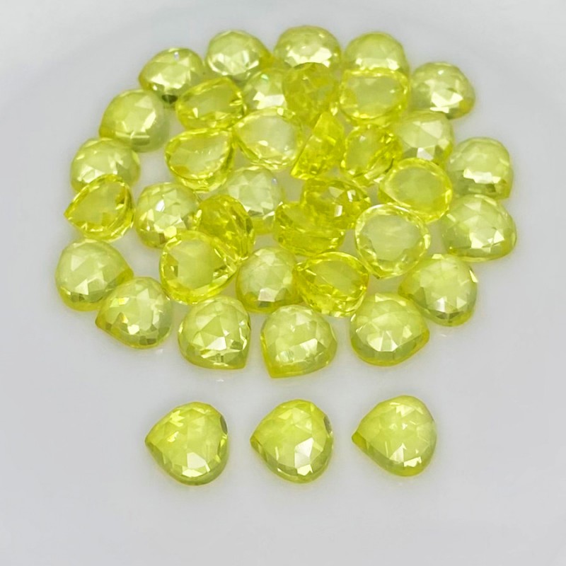  110.75 Cts. Lab Yellow Sapphire 8mm Rose Cut Heart Shape AAA Grade Cabochons Parcel - Total 38 Pcs.