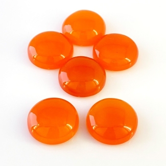 142.50 Cts. Carnelian 20mm Smooth Round Shape AA Grade Cabochons Parcel - Total 6 Pcs.
