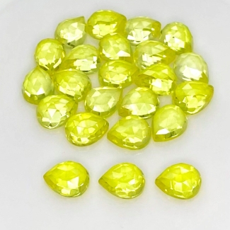  68.20 Cts. Lab Yellow Sapphire 9x7mm Rose Cut Pear Shape AAA Grade Cabochons Parcel - Total 23 Pcs.