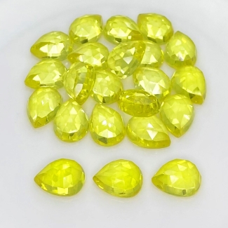  133.55 Carat Lab Yellow Sapphire 12x9mm Rose Cut Pear Shape AAA Grade Cabochons Parcel - Total 22 Pcs.