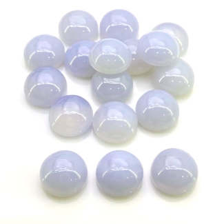 Natural Blue Chalcedony 13mm Smooth Round Shape AA+ Grade Cabochons Parcel - Total 17 Pcs. of 