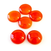 129 Cts. Carnelian 20mm Smooth Round Shape AA Grade Cabochons Parcel - Total 6 Pcs.