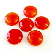 129 Cts. Carnelian 20mm Smooth Round Shape AA Grade Cabochons Parcel - Total 6 Pcs.