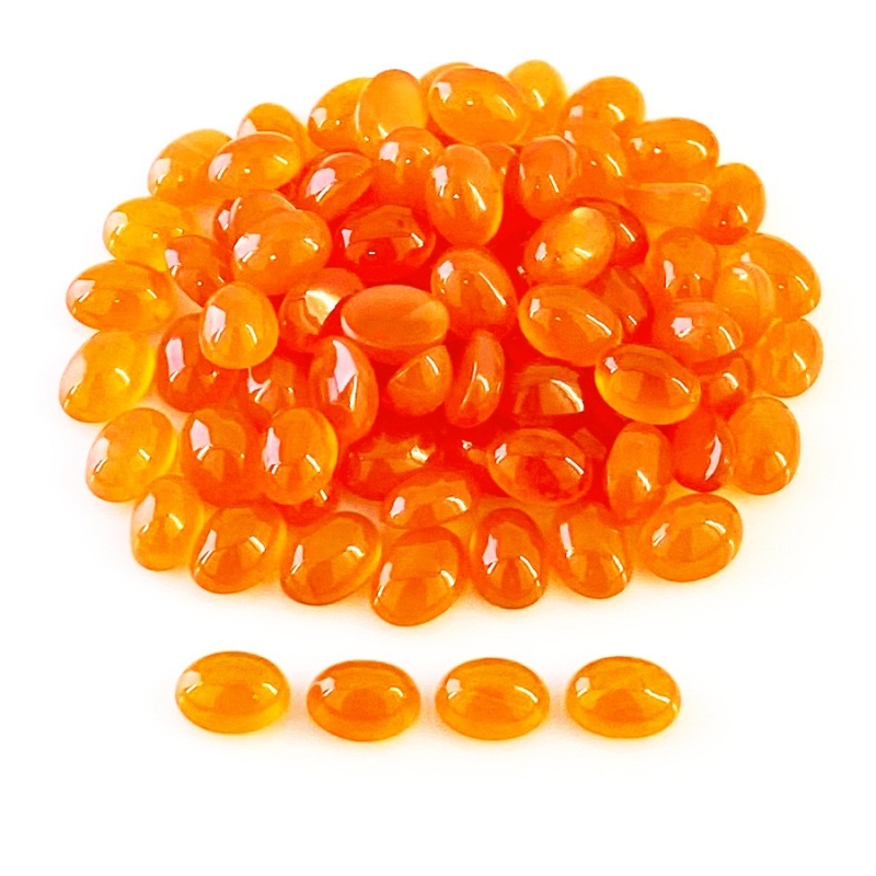 68.65 Carat Carnelian 7x5mm Smooth Oval Shape AA Grade Cabochons Parcel - Total 83 Pcs.