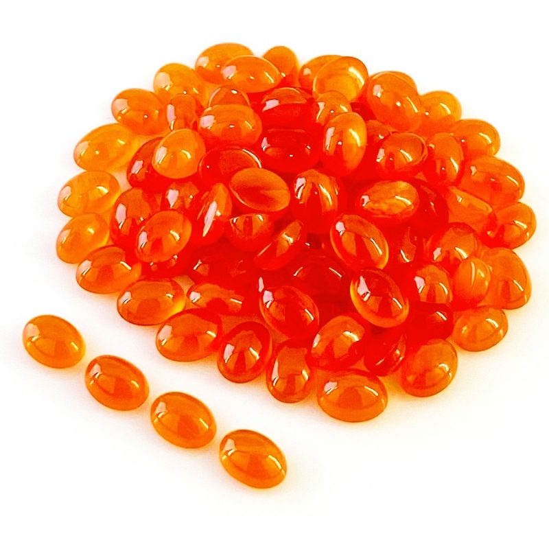 68.65 Carat Carnelian 7x5mm Smooth Oval Shape AA Grade Cabochons Parcel - Total 83 Pcs.