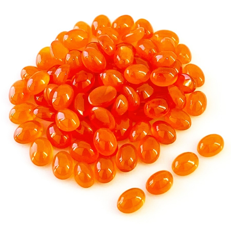 68.65 Carat Carnelian 7x5mm Smooth Oval Shape AA Grade Cabochons Parcel - Total 83 Pcs.