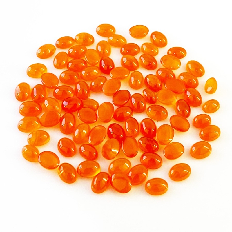 68.65 Carat Carnelian 7x5mm Smooth Oval Shape AA Grade Cabochons Parcel - Total 83 Pcs.