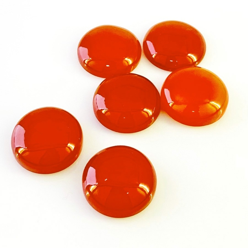 133 Cts. Carnelian 20mm Smooth Round Shape AA Grade Cabochons Parcel - Total 6 Pcs.