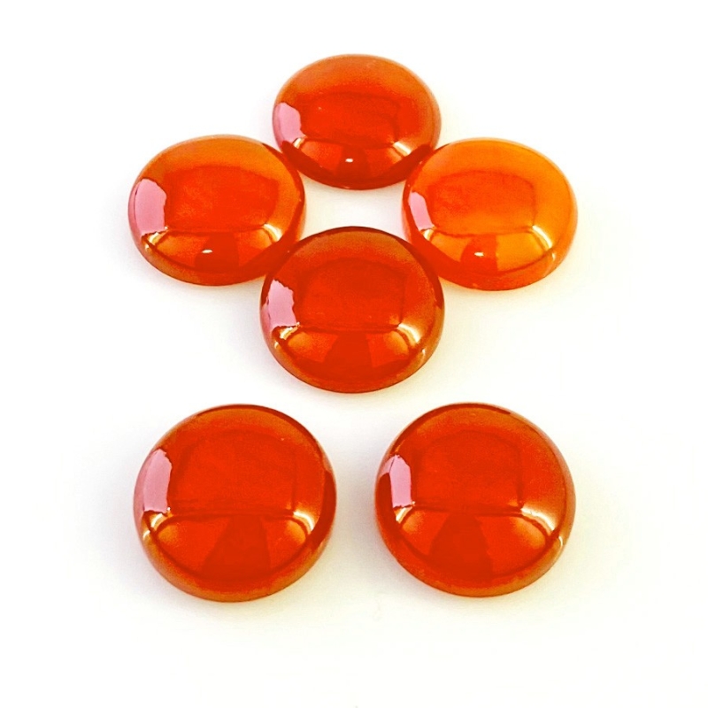 133 Cts. Carnelian 20mm Smooth Round Shape AA Grade Cabochons Parcel - Total 6 Pcs.