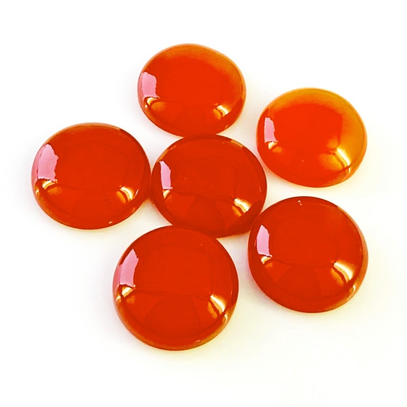 133 Cts. Carnelian 20mm Smooth Round Shape AA Grade Cabochons Parcel - Total 6 Pcs.