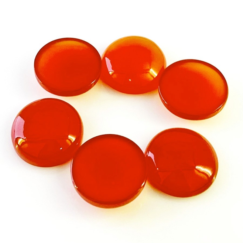 133 Cts. Carnelian 20mm Smooth Round Shape AA Grade Cabochons Parcel - Total 6 Pcs.