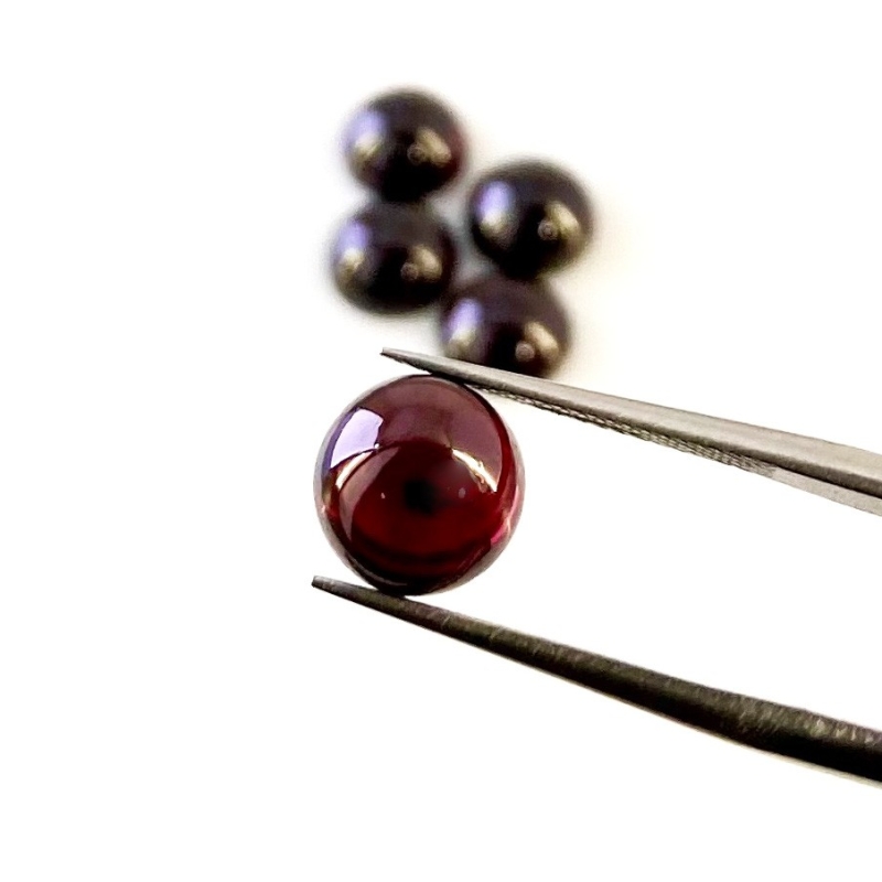 15.24 Carat Rhodolite Garnet 8mm Smooth Round Shape A Grade Cabochons Parcel - Total 5 Pcs.