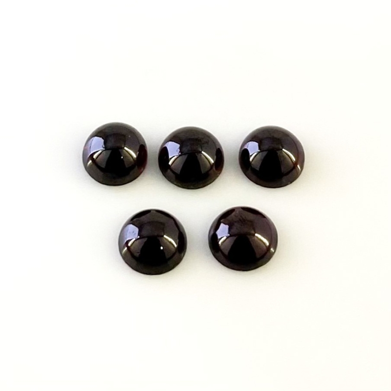 15.24 Carat Rhodolite Garnet 8mm Smooth Round Shape A Grade Cabochons Parcel - Total 5 Pcs.