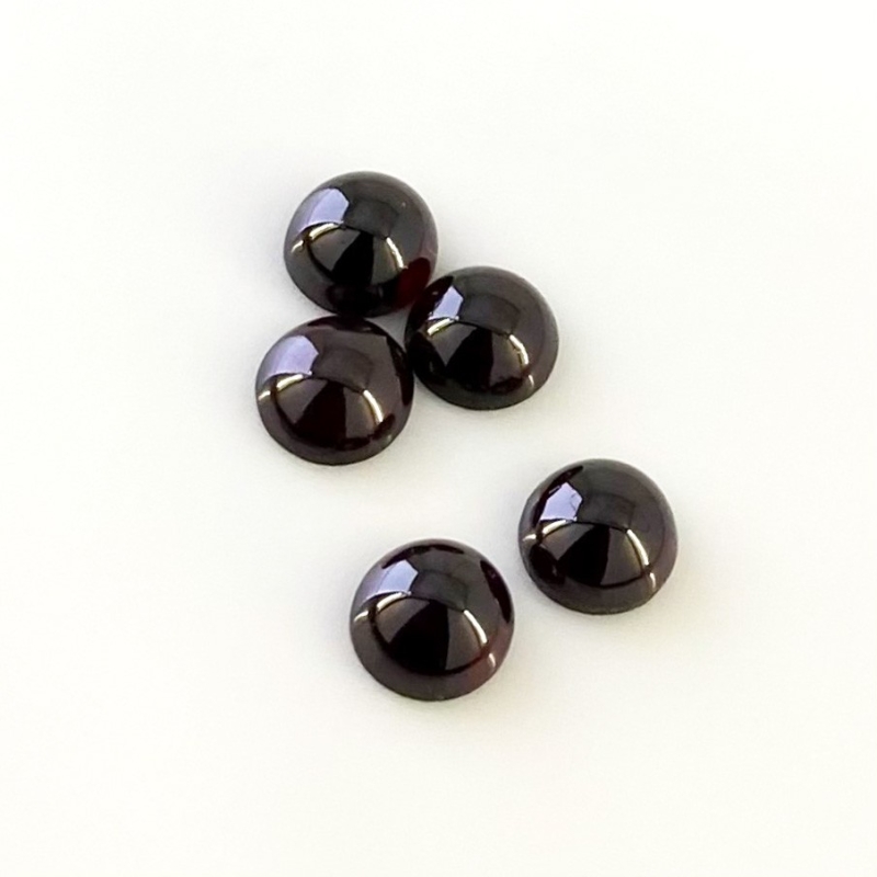 15.24 Carat Rhodolite Garnet 8mm Smooth Round Shape A Grade Cabochons Parcel - Total 5 Pcs.