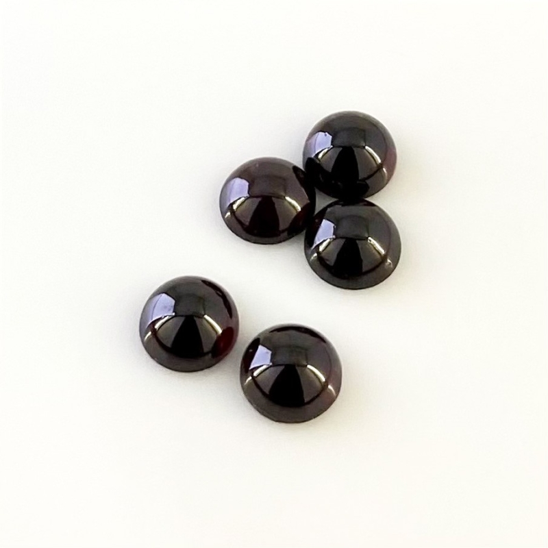 15.24 Carat Rhodolite Garnet 8mm Smooth Round Shape A Grade Cabochons Parcel - Total 5 Pcs.