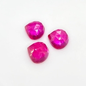  24 Carat Lab Ruby 12mm Rose Cut Heart Shape AAA Grade Cabochons Parcel - Total 3 Pcs.