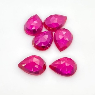  40.30 Carat Lab Ruby 14x10mm Rose Cut Pear Shape AAA Grade Cabochons Parcel - Total 6 Pcs.