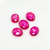  26.85 Carat Lab Ruby 11x9-12x10 Rose Cut Oval Shape AAA Grade Cabochons Parcel - Total 5 Pcs.