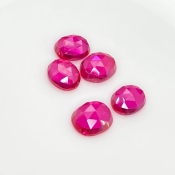  26.85 Carat Lab Ruby 11x9-12x10 Rose Cut Oval Shape AAA Grade Cabochons Parcel - Total 5 Pcs.