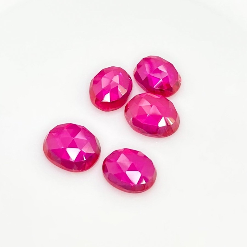  26.85 Carat Lab Ruby 11x9-12x10 Rose Cut Oval Shape AAA Grade Cabochons Parcel - Total 5 Pcs.