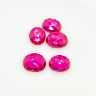  26.85 Carat Lab Ruby 11x9-12x10 Rose Cut Oval Shape AAA Grade Cabochons Parcel - Total 5 Pcs.