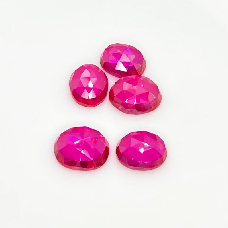  26.85 Carat Lab Ruby 11x9-12x10 Rose Cut Oval Shape AAA Grade Cabochons Parcel - Total 5 Pcs.