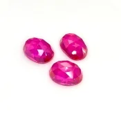  27.05 Carat Lab Ruby 14x10mm Rose Cut Oval Shape AAA Grade Cabochons Parcel - Total 3 Pcs.