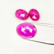  27.05 Carat Lab Ruby 14x10mm Rose Cut Oval Shape AAA Grade Cabochons Parcel - Total 3 Pcs.