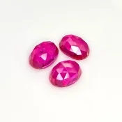  27.05 Carat Lab Ruby 14x10mm Rose Cut Oval Shape AAA Grade Cabochons Parcel - Total 3 Pcs.