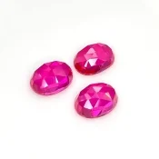  27.05 Carat Lab Ruby 14x10mm Rose Cut Oval Shape AAA Grade Cabochons Parcel - Total 3 Pcs.