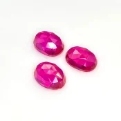  27.05 Carat Lab Ruby 14x10mm Rose Cut Oval Shape AAA Grade Cabochons Parcel - Total 3 Pcs.