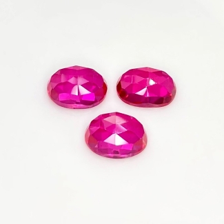  27.05 Carat Lab Ruby 14x10mm Rose Cut Oval Shape AAA Grade Cabochons Parcel - Total 3 Pcs.