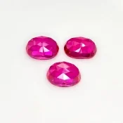  27.05 Carat Lab Ruby 14x10mm Rose Cut Oval Shape AAA Grade Cabochons Parcel - Total 3 Pcs.