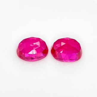  33.50 Carat Lab Ruby 16x12mm Rose Cut Oval Shape AAA Grade Cabochons Parcel - Total 2 Pcs.