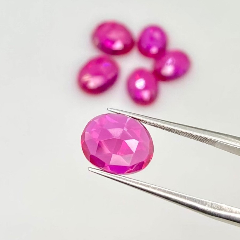  19.50 Carat Lab Ruby 9x7-10x8m Rose Cut Oval Shape AAA Grade Cabochons Parcel - Total 6 Pcs.