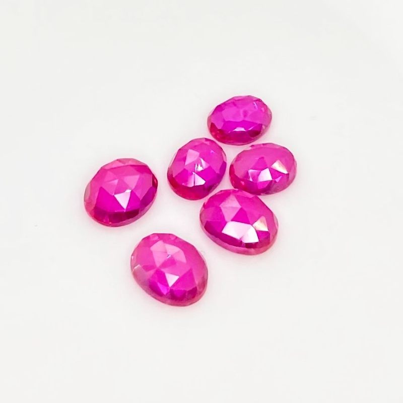  19.50 Carat Lab Ruby 9x7-10x8m Rose Cut Oval Shape AAA Grade Cabochons Parcel - Total 6 Pcs.
