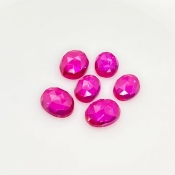  19.50 Carat Lab Ruby 9x7-10x8m Rose Cut Oval Shape AAA Grade Cabochons Parcel - Total 6 Pcs.