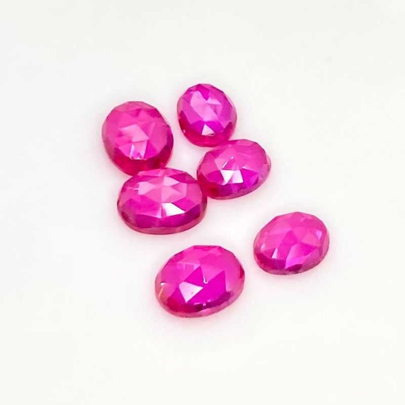  19.50 Carat Lab Ruby 9x7-10x8m Rose Cut Oval Shape AAA Grade Cabochons Parcel - Total 6 Pcs.