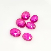  19.50 Carat Lab Ruby 9x7-10x8m Rose Cut Oval Shape AAA Grade Cabochons Parcel - Total 6 Pcs.