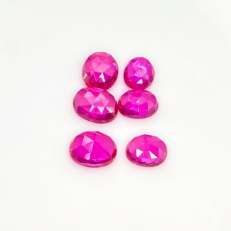  19.50 Carat Lab Ruby 9x7-10x8m Rose Cut Oval Shape AAA Grade Cabochons Parcel - Total 6 Pcs.