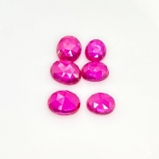  19.50 Carat Lab Ruby 9x7-10x8m Rose Cut Oval Shape AAA Grade Cabochons Parcel - Total 6 Pcs.