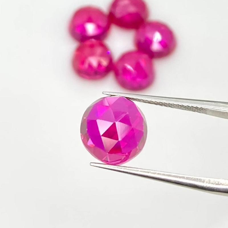  34.25 Carat Lab Ruby 10mm Rose Cut Round Shape AAA Grade Cabochons Parcel - Total 6 Pcs.