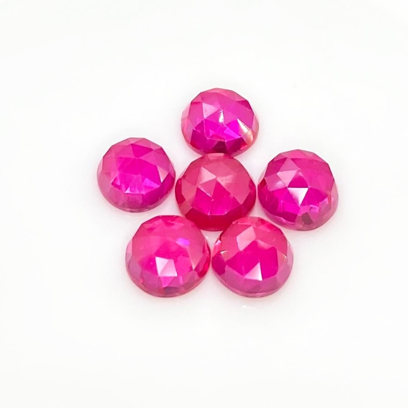  34.25 Carat Lab Ruby 10mm Rose Cut Round Shape AAA Grade Cabochons Parcel - Total 6 Pcs.