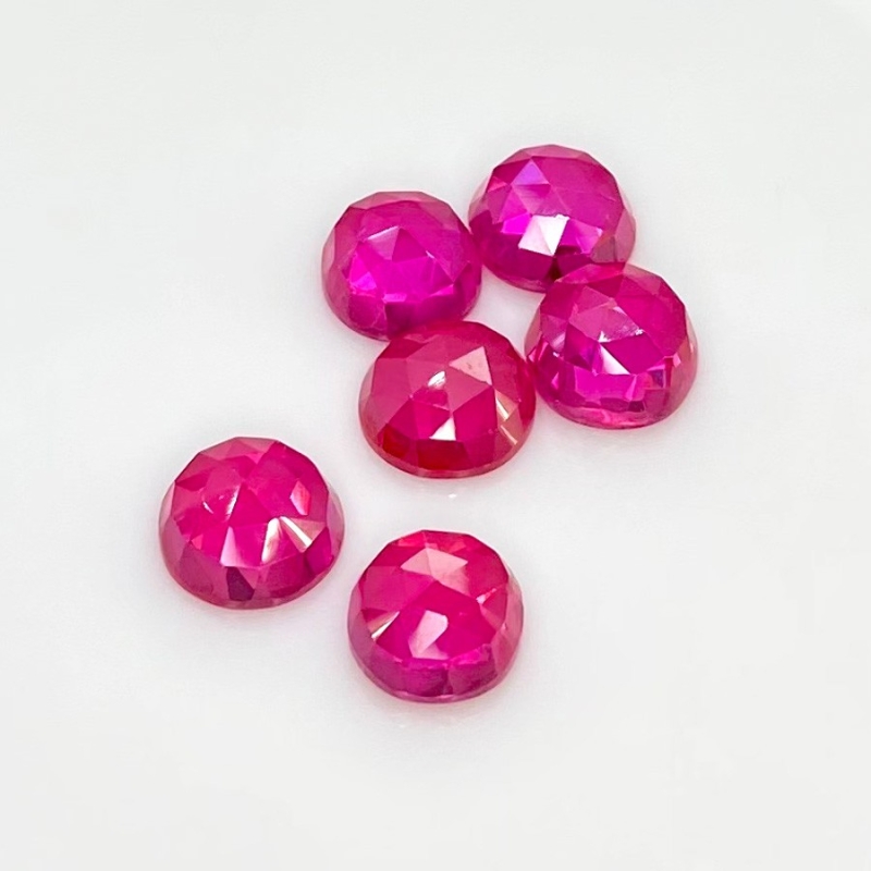 34.25 Carat Lab Ruby 10mm Rose Cut Round Shape AAA Grade Cabochons Parcel - Total 6 Pcs.